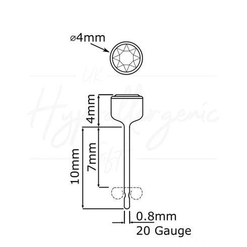 Emerald Green Crystal Titanium Stud Earrings, 4mm