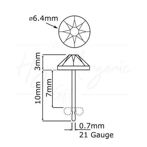 Sapphire Blue AB Crystal Titanium Earrings, 6.5mm