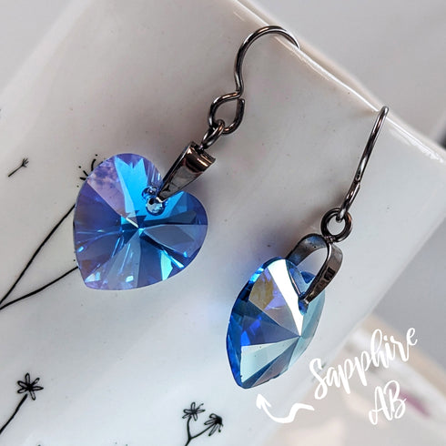 Sapphire Blue Crystal Titanium Drop Earrings