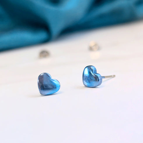 Heart Titanium Stud Earrings in a Range of Colours