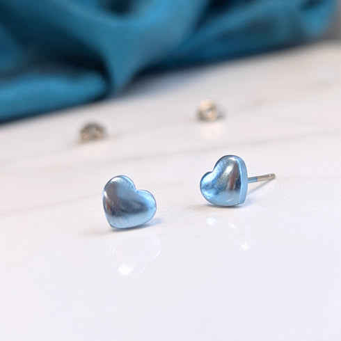 Heart Titanium Stud Earrings in a Range of Colours