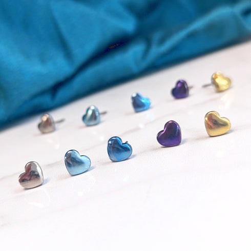 Heart Titanium Stud Earrings in a Range of Colours