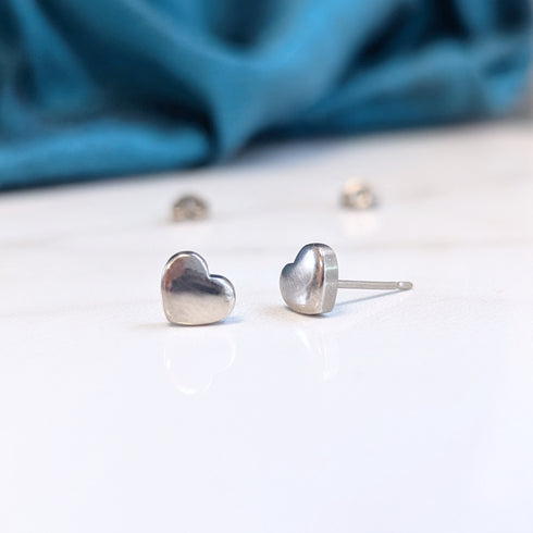 Heart Titanium Stud Earrings in a Range of Colours