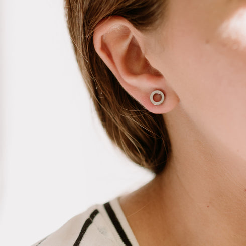 Circle Titanium Stud Earrings in a Range of Colours