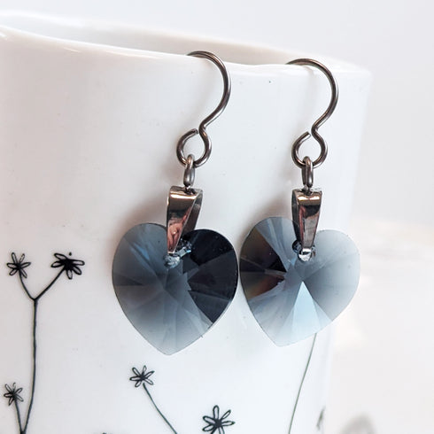 Graphite Crystal Titanium Drop Earrings