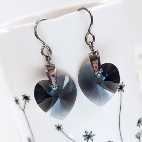 Graphite Crystal Titanium Drop Earrings