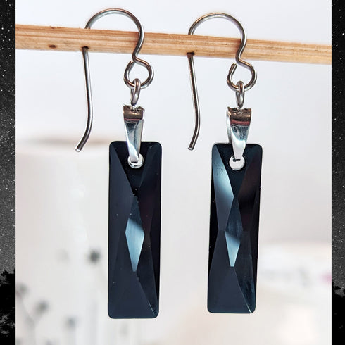 Jet Black Crystal Titanium Long Drops
