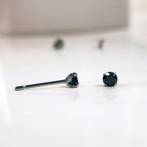 Black Cubic Zirconia Titanium Earrings
