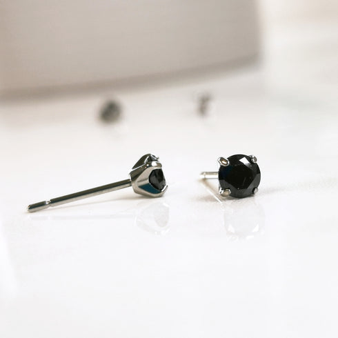 Black Cubic Zirconia Titanium Earrings