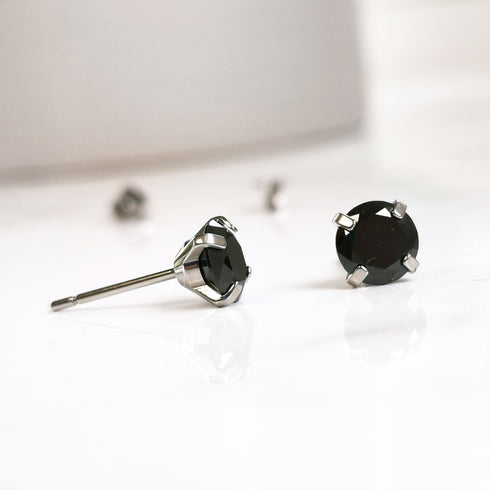 Black Cubic Zirconia Titanium Earrings