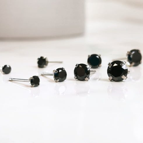 Black Cubic Zirconia Titanium Earrings