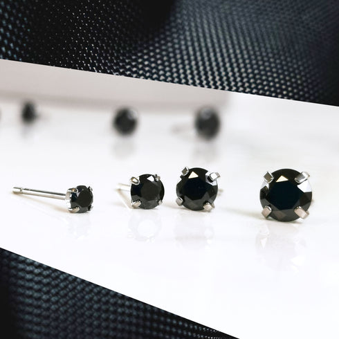 Black Cubic Zirconia Titanium Earrings