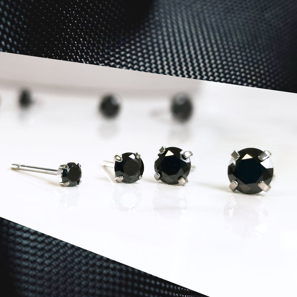 Black Cubic Zirconia Titanium Earrings