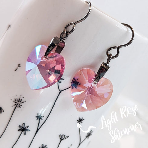 Light Rose Pink Crystal Titanium Drop Earrings