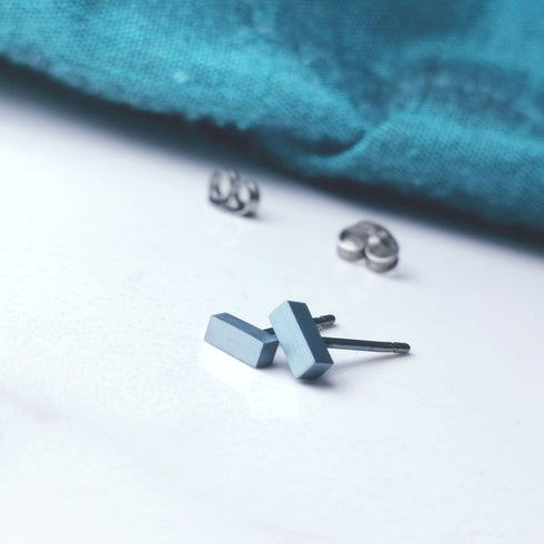 Rectangle Titanium Stud Earrings - 5mm - in a Range of Colours