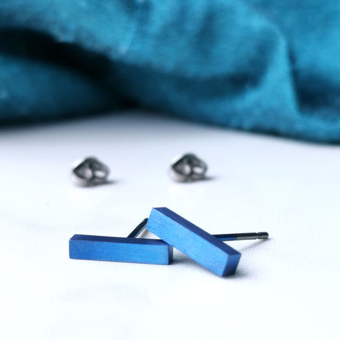 Rectangle Titanium Stud Earrings - 10mm - in a Range of Colours