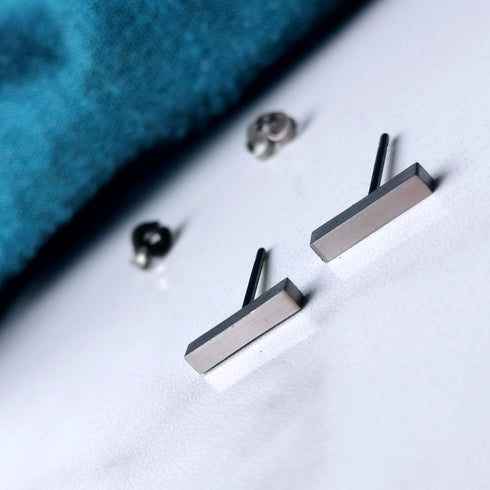 Rectangle Titanium Stud Earrings - 10mm - in a Range of Colours