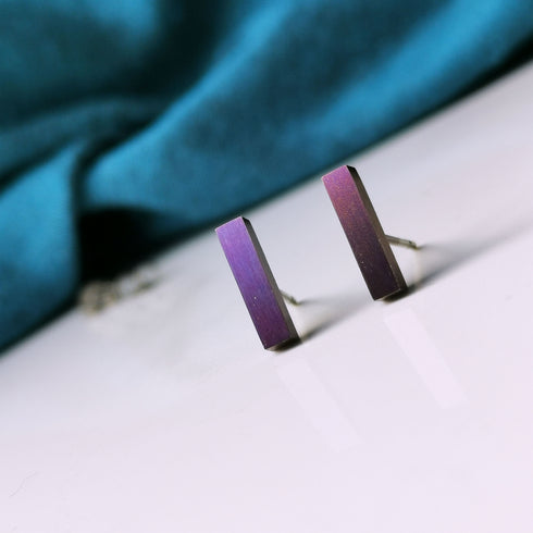 Rectangle Titanium Stud Earrings - 10mm - in a Range of Colours