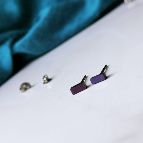 Rectangle Titanium Stud Earrings - 5mm - in a Range of Colours