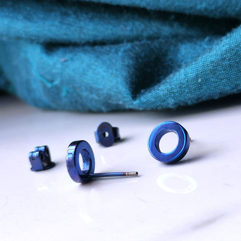 Circle Titanium Stud Earrings in a Range of Colours