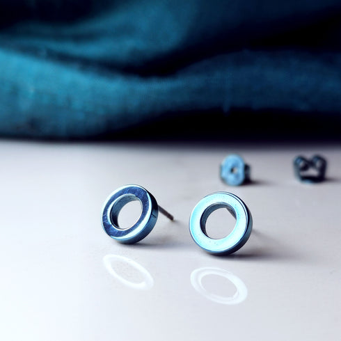 Circle Titanium Stud Earrings in a Range of Colours