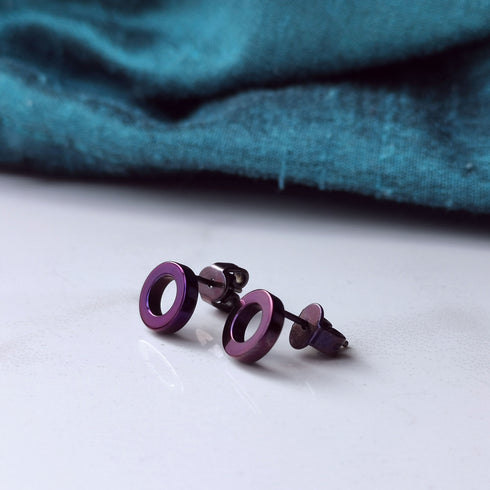Circle Titanium Stud Earrings in a Range of Colours