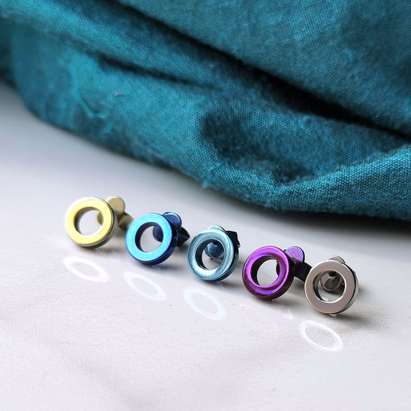 Circle Titanium Stud Earrings in a Range of Colours