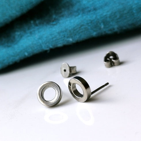 Circle Titanium Stud Earrings in a Range of Colours