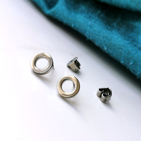 Circle Titanium Stud Earrings in a Range of Colours
