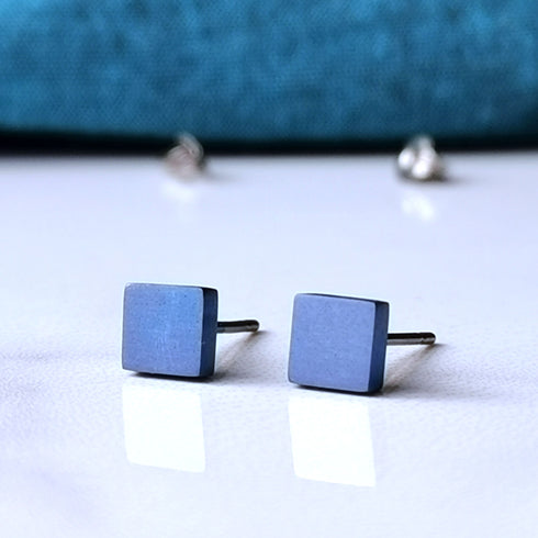 Square Titanium Stud Earrings in a Range of Colours