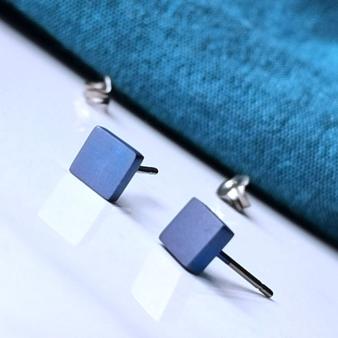 Square Titanium Stud Earrings in a Range of Colours