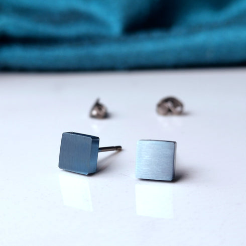 Square Titanium Stud Earrings in a Range of Colours