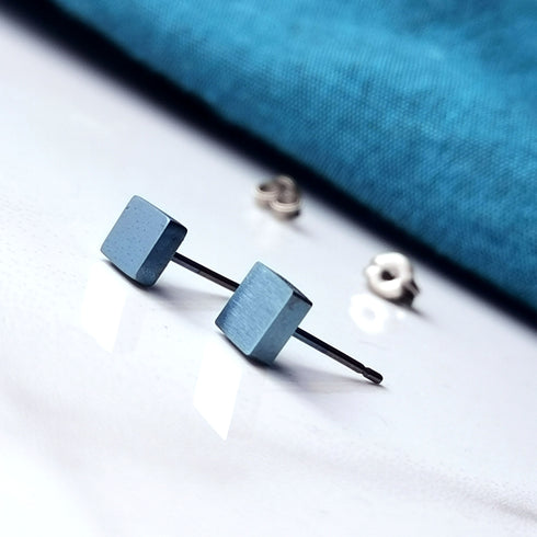 Square Titanium Stud Earrings in a Range of Colours