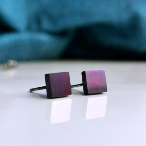 Square Titanium Stud Earrings in a Range of Colours