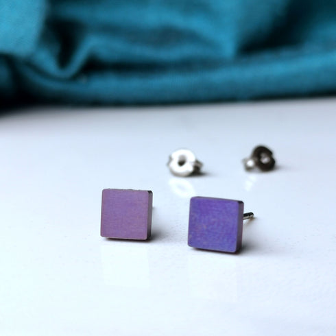 Square Titanium Stud Earrings in a Range of Colours