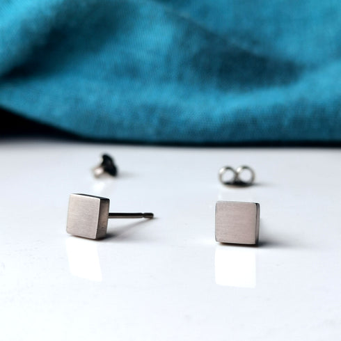 Square Titanium Stud Earrings in a Range of Colours