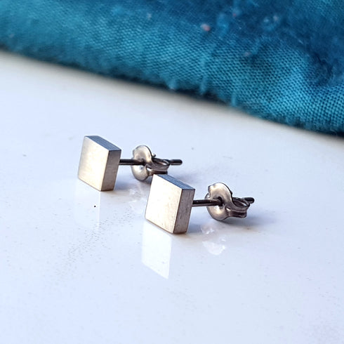 Square Titanium Stud Earrings in a Range of Colours