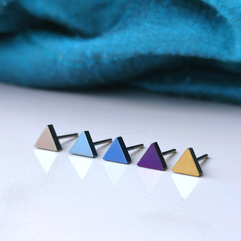 Triangle Titanium Stud Earrings in a Range of Colours