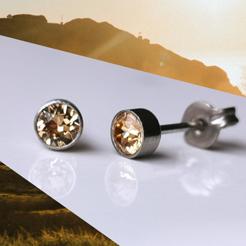 Light Colorado Topaz Crystal Titanium Stud Earrings, 4mm