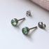 Green Peridot Crystal Titanium Stud Earrings, 4mm