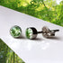 Green Peridot Crystal Titanium Stud Earrings, 4mm