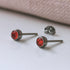 Light Siam Red Crystal Titanium Stud Earrings, 4mm