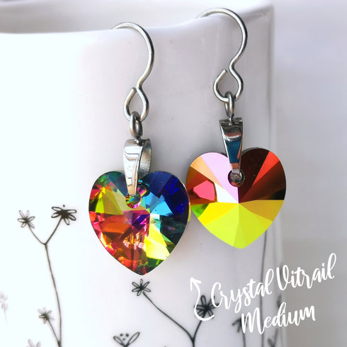 Rainbow Medium Vitrail Crystal Titanium Drop Earrings