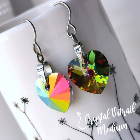 Rainbow Medium Vitrail Crystal Titanium Drop Earrings
