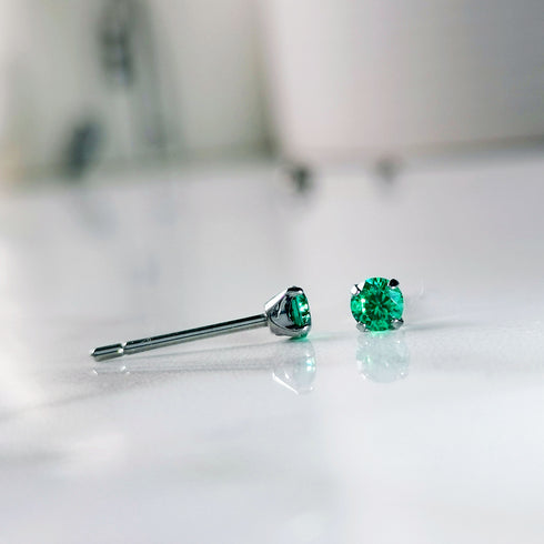 Emerald Green Cubic Zirconia Titanium Earrings