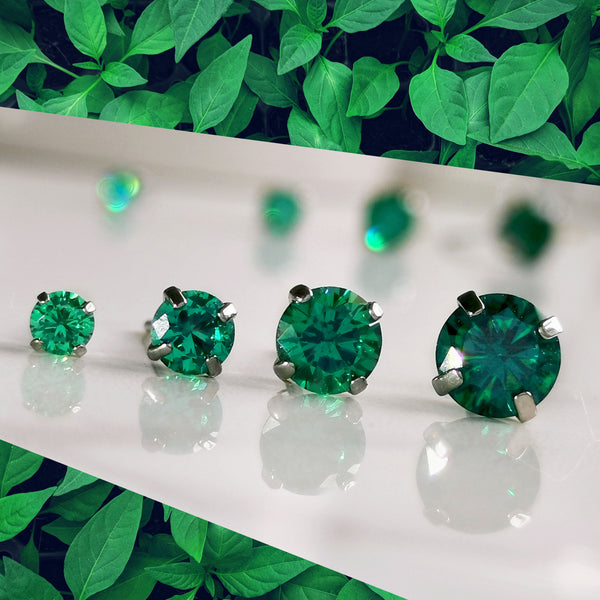 Emerald Green Cubic Zirconia Titanium Earrings