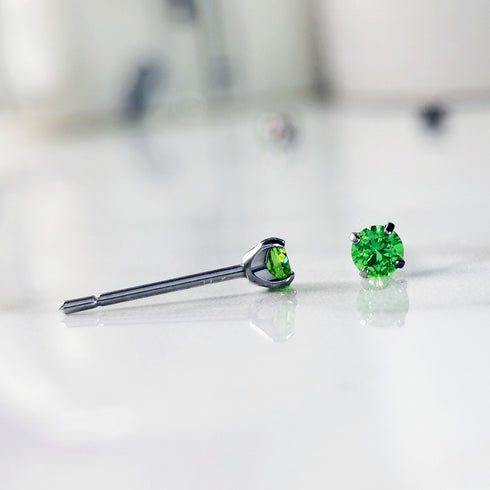 Green Cubic Zirconia Titanium Earrings