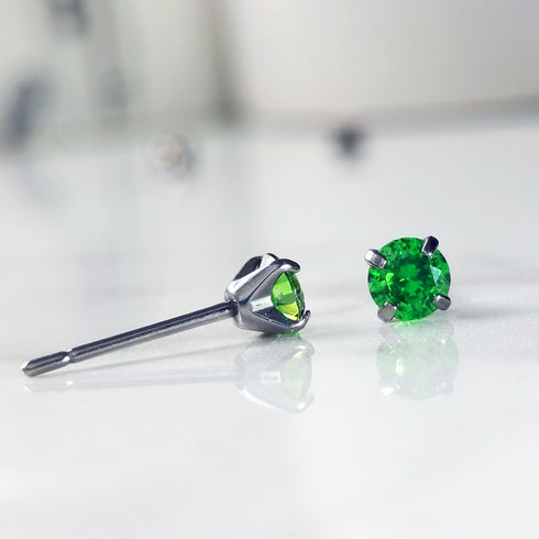 Green Cubic Zirconia Titanium Earrings