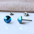 Metallic Blue Crystal Titanium Earrings, 6.5mm