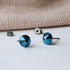 Metallic Blue Crystal Titanium Earrings, 6.5mm